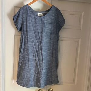 Pact Blue Heathered Short Sleeve Tunic with Chest Pocket